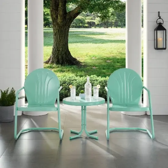 Griffith 3pc Outdoor Conversation Set - Aqua - Crosley image {2}