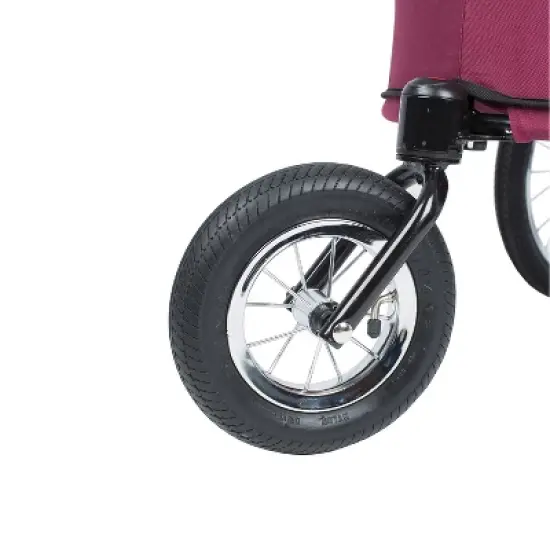 Petique All Terrain Pet Jogger Outdoor Stroller Wagon Cart with Large Bike Tires, Foam Grip Handle, and Tire Pump, Blazin' Berry image {4}