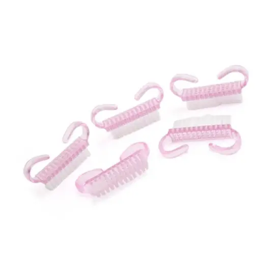 Unique Bargains Angle Shape Handle Nail Art Dust Cleaning Brush Files Scrub Manicure Pedicure Tool Pink 5 Pcs image {2}