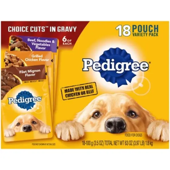 Pedigree Pouch Choice Cuts In Gravy Wet Dog Food - 3.5oz/18ct
 image {6}
