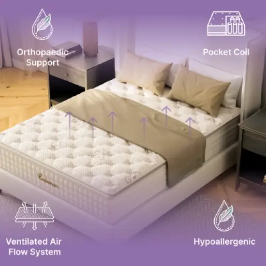 NapQueen 14" Cashmere Pillow Top Hybrid of Pocket Coils and Memory Foam Mattress image {2}