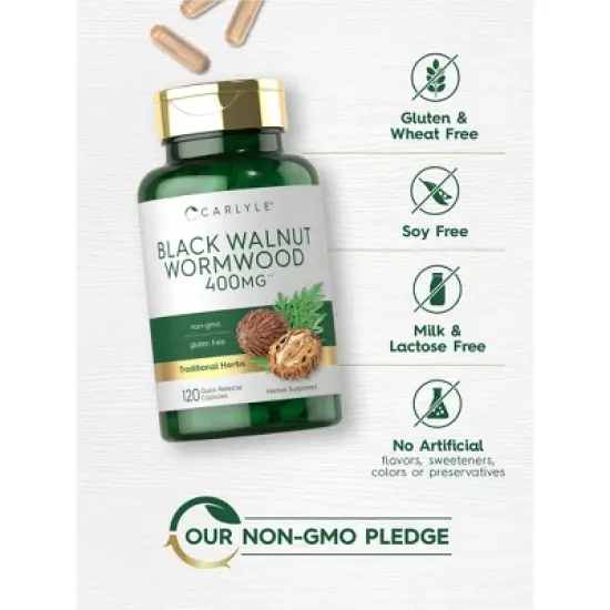 Carlyle Black Walnut Wormwood 400mg | 120 Capsules image {3}