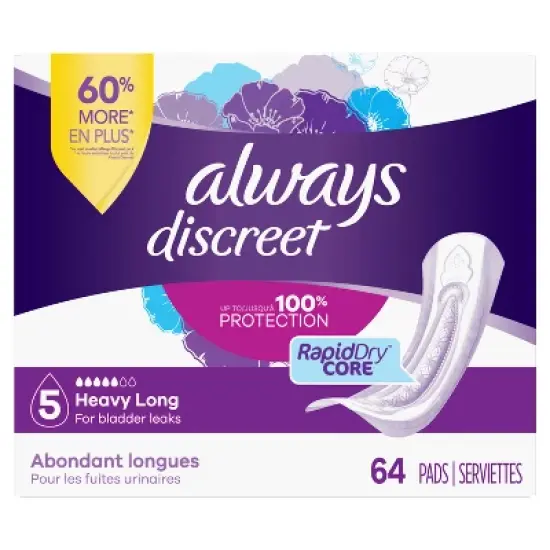 Always Discreet Heavy Long Absorbency 5 Drop Base Pads image {5}
