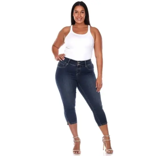 Women's Plus Size Capri Jeans - White Mark image {9}