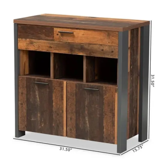 Ranger Two-Tone and Wood 1 Drawer Sideboard Buffet Rustic Brown/Gray - Baxton Studio image {8}