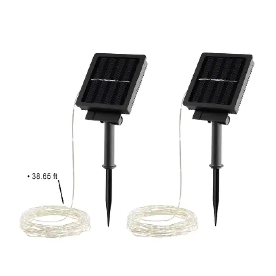 Nature Spring Solar-Powered Outdoor LED String Lights With 8 Modes - Warm White, 2-Pack image {3}