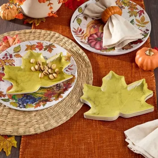 The Lakeside Collection Set of 4 Appetizer Plates - Fall Leaves image {1}