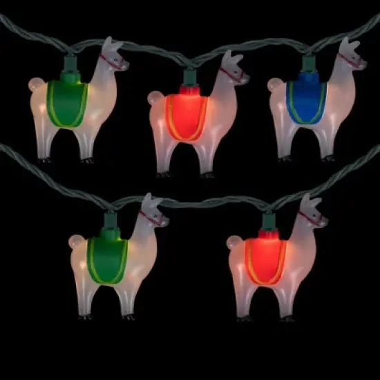 Northlight Llama Patio Light Set - White - 6' White Wire - 10ct image {2}