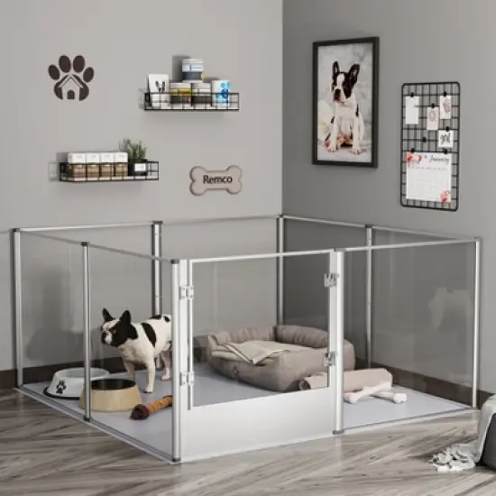 Artloge 6-10 Panels Large Heavy Duty Acrylic Dog Playpen Puppy Fence Safest Pet Enclosure Fertility Cage with Aviation Aluminum Frame & Waterproof Pad image {8}