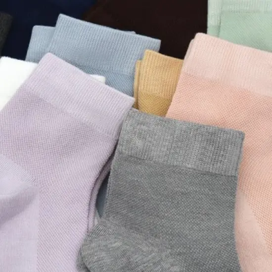 SERISIMPLE Women Thin Viscose Bamboo Above Ankle Sock Breathable Lightweight Classic Crew Casual 5 Pairs image {12}