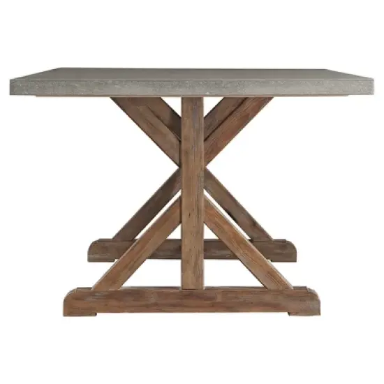 Camilla Farmhouse Concrete Topped Trestle Dining Table Vintage Pine - Inspire Q image {2}