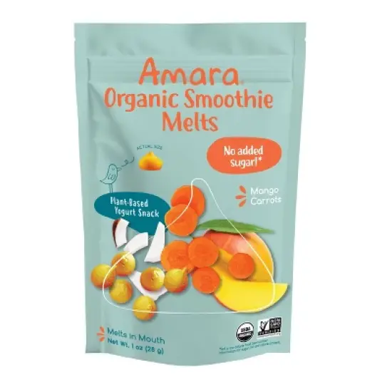 Amara Organic Smoothie Melts Mango Carrot Plant Based Yogurt Baby Snack - 1oz image {7}