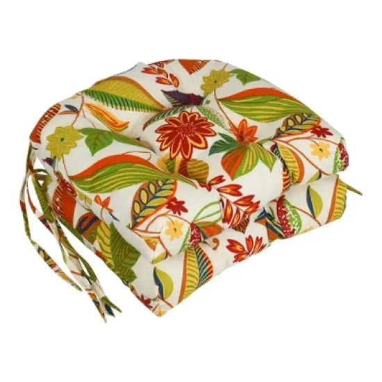 Blazing Needles, 16-inch Spun Polyester Patterned Outdoor U-shaped Tufted Chair Cushions (Set of 2) image {19}