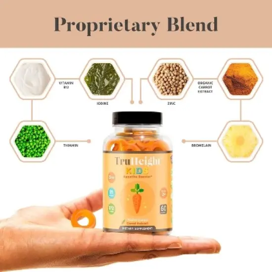 TruHeight Kids Appetite Booster Gummies (Ages 2+) All Natural Toddler, Kids & Teens Appetite Stimulant to Eat More - Pediatrician Recommended Vitamin image {7}