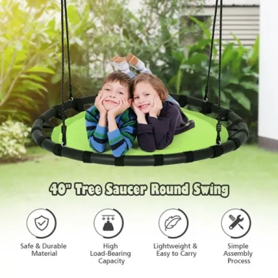 Costway 40'' Flying Saucer Round Tree Swing Kids Play Set w/ Adjustable Ropes Outdoor image {4}