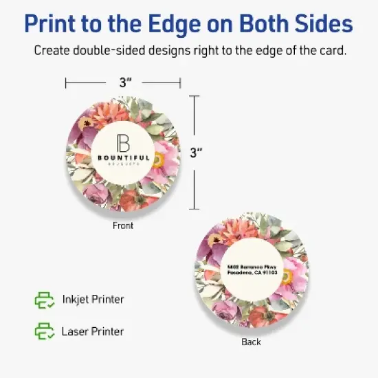 Avery Printable Round Cards, 3" Diameter, Matte Ivory, 60ct image {5}