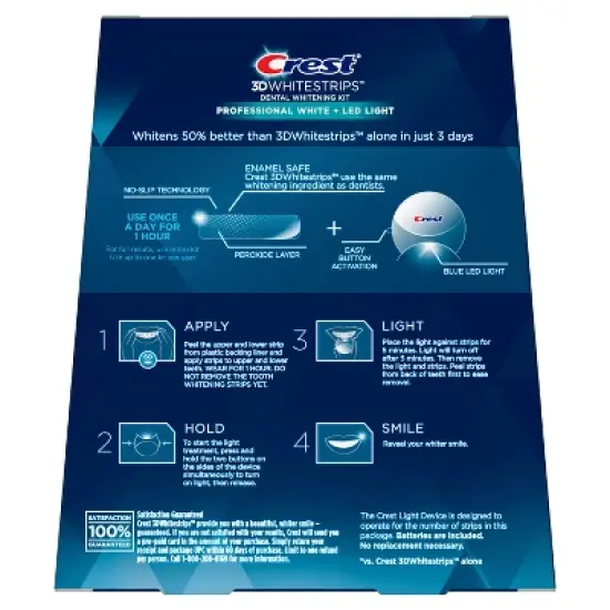 Crest 3D Whitestrips Professional White with LED Accelerator Light At-home Teeth Whitening Kit  - 19 Treatments image {1}