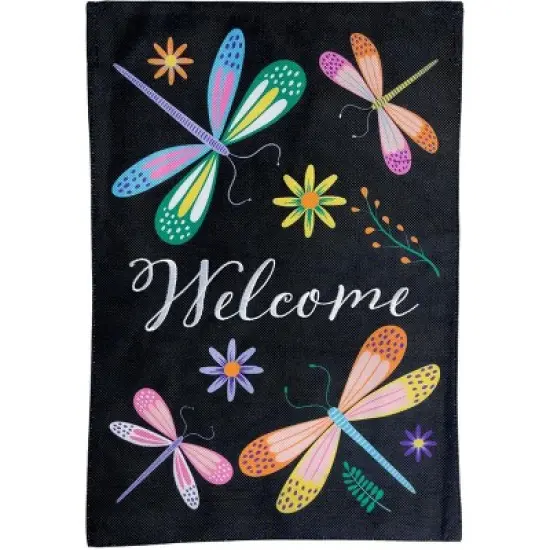 Colorful Dragonflies Spring Burlap Garden Flag Welcome 12.5"x18" Briarwood Lane image {4}