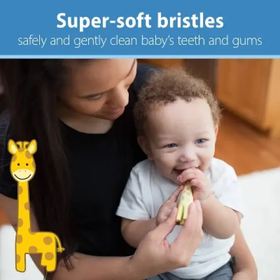 Dr. Brown's Infant-to-Toddler Training Toothbrush & Fluoride-Free Baby Toothpaste Strawberry Flavor - 0-3 years - Giraffe image {2}