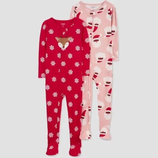 Carter's Just One You&reg; Toddler Girls' Snowflake Reindeer/Santa Footed Pajama  image {3}