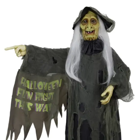 Slickblue Scary 6 FT Halloween Witch Prop with Motion Sensor, Talking Feature & Glowing LED Eyes image {7}