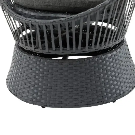 Christopher Knight Home Acheson Modern Outdoor Rattan and Iron Upholstered Accent Chair image {6}