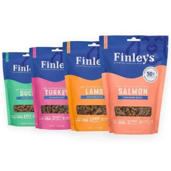 Finley's All Natural Soft Training Bite Variety Pack Chewy with Salmon, Duck, Turkey and Lamb Flavor Dog Treats - 4pk/64oz image {1}