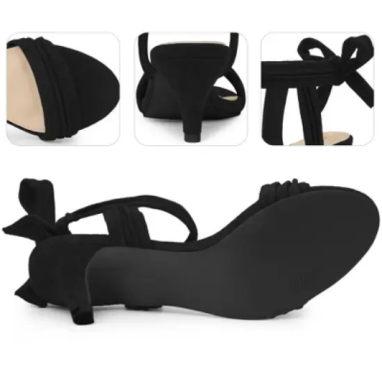 Perphy Women's Open Toe Ankle Tie Bridal Kitten Heels Sandals image {3}