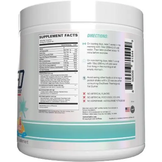 EHPlabs OxyShred Thermogenic Fat Burner - Pre-Workout Powder w/ L-Glutamine, L-Carnitine, Metabolism Booster, Weight Loss, Bahama Breeze, 60 Servings image {7}