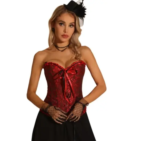 Allegra K Women's Victorian Style Strapless Lace Up Bustier Top image {7}