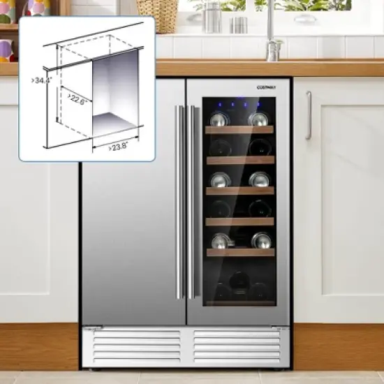 Costway 2-in-1 Beverage and  Cooler Free-standing & Built-in Dual Zones  Fridge image {3}
