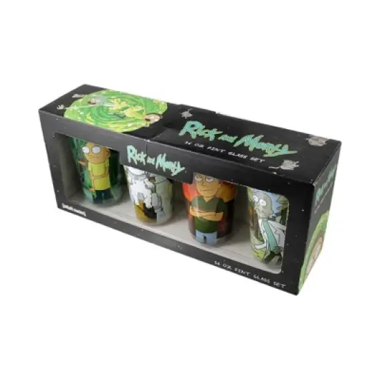 Just Funky Rick and Morty 16 Ounce Pint Glass Set of 4 | Rick | Morty | Jerry | Snuffles image {3}