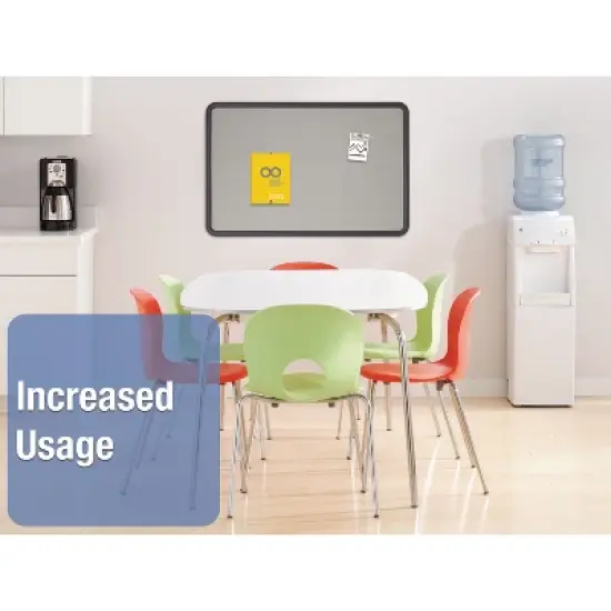 Quartet Contour Fabric Bulletin Board 36 x 24 Gray Surface Black Plastic Frame 7693G image {4}