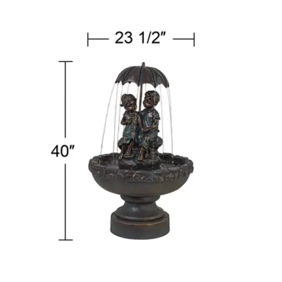 John Timberland Boy and Girl Under Umbrella Modern Outdoor Water Fountain 40" for Yard Garden Patio Home Deck Porch House Exterior Balcony Roof Decor image {5}