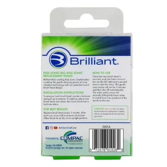 Brilliant Kids' Sonic Toothbrush Refill Heads - Soft - 2ct image {2}