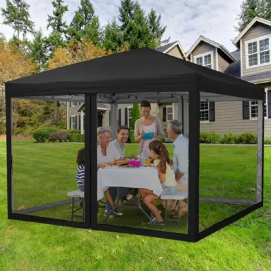 10 x 10 FT Pop Up Canopy, Party Tent with Mosquito Netting, Height Adjustable Instant Sun Shade, for Parties, Camping, Events image {5}
