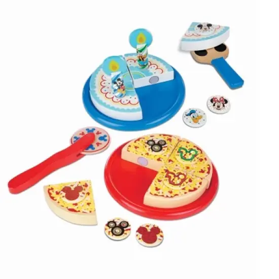 Melissa & Doug Mickey Mouse Wooden Pizza and Birthday Cake Set (32pc) - Play Food image {3}