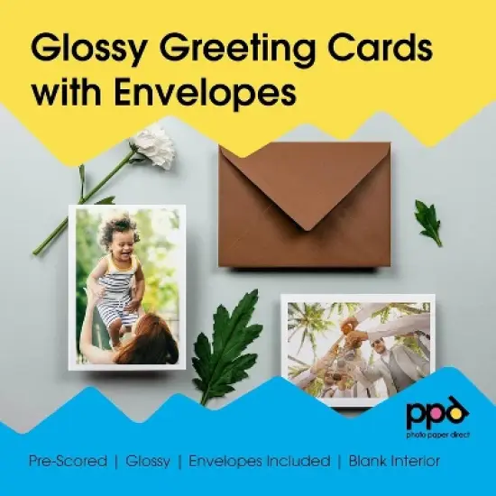 PPD Glossy Printable Greeting Cards with Envelopes 5.5x8.5" Blank Half Fold to 4.25x5.5" 50 sheets 240 gsm for Inkjet Printers image {6}