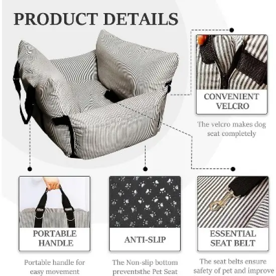 MaseiKar Dog Car Seat for Large/Medium Dogs Under 60 lbs Cats 2 in 1 Booster Seats Dog Bed for Car and Home Safety Travel Carrier with Pockets image {5}