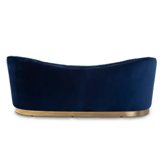 Nevena Velvet Sofa Blue - Baxton Studio image {6}