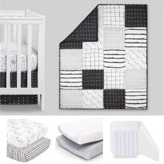 The Peanutshell Preston Black & White Crib Bedding Set, 4pc to 12 Pc image {14}