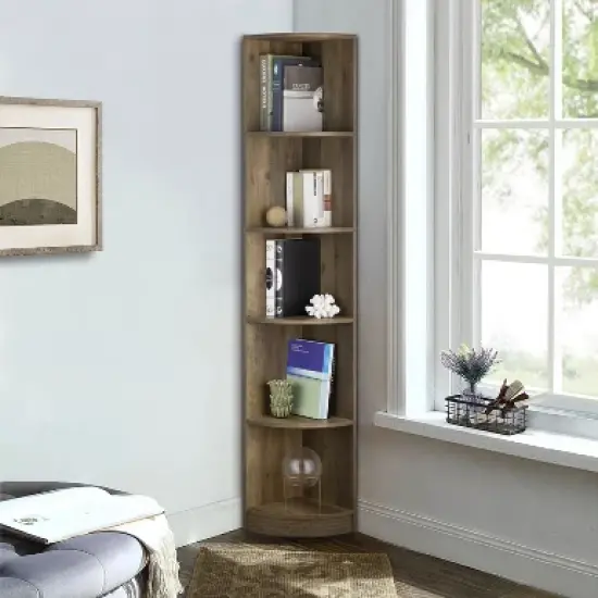 FC Design 5 Tier Corner Bookcase Wooden Display Shelf Storage Rack Multipurpose Shelving Unit image {2}