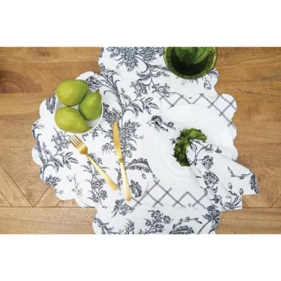 C&F Home Bleighton Black Round Cotton Placemat Machine Washable Set of 6 image {7}