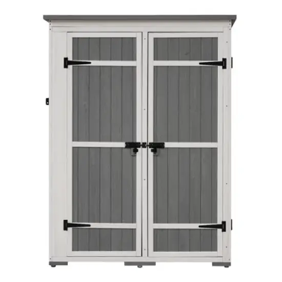 Whisen 5.5ft Outdoor Storage Shed with Waterproof Roof, Lockable Doors & Shelves image {7}