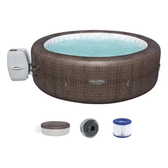 Bestway SaluSpa St Moritz AirJet Hot Tub with Set of 2 Non Slip Pool and Spa Seats and 2 Padded Headrest Pillows with Adjustable Strap, Brown image {1}