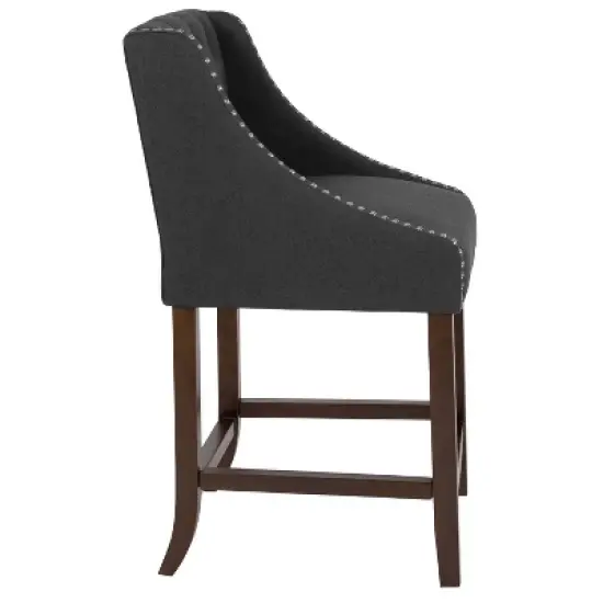 Emma and Oliver 24"H Transitional Tufted Walnut Counter Stool image {7}