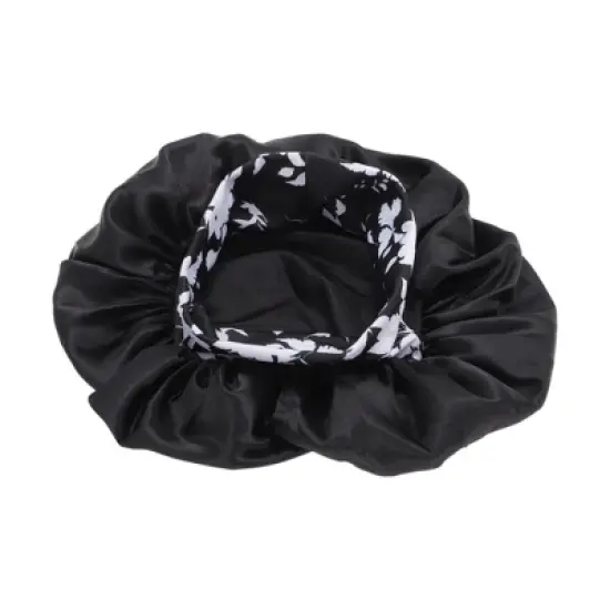 Unique Bargains Women Flowered Shower Cap Black 1 Pc image {5}