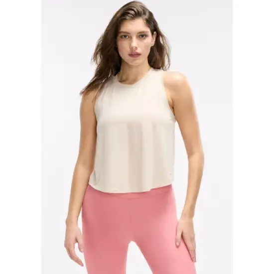 Peloton Women's Drapey Interlock Splice Back Muscle Tank, Oatmeal image {4}