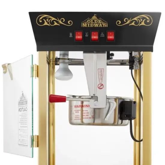 Olde Midway Movie Theater-Style Popcorn Machine Popper with Cart and 10 oz Kettle image {3}