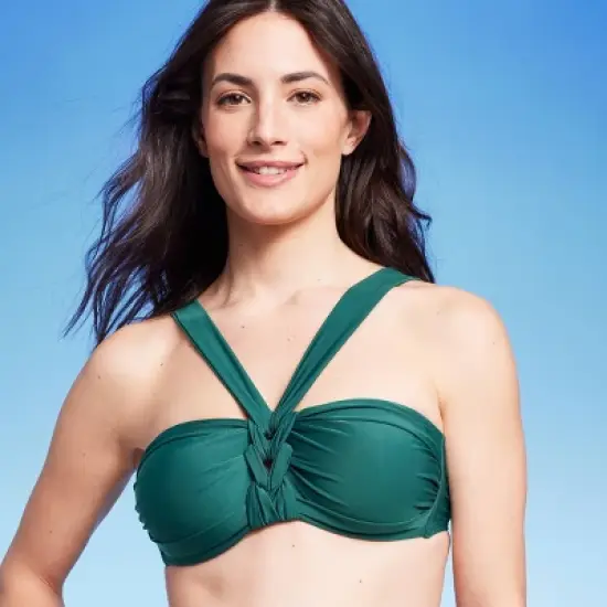 Women's Twist Center Front Bandeau Bikini Top - Shade & Shore&trade; Green image {2}